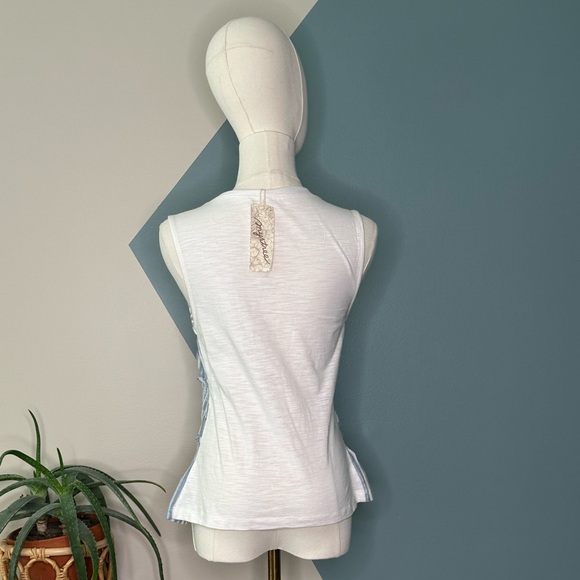 Mystree Women’s Blue White Striped Smocked Peplum Tank Top Sleeveless Cotton S - Picture 5 of 10